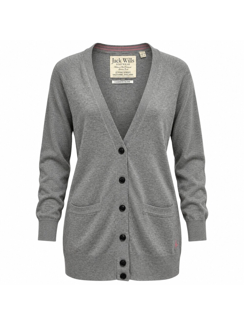 Jack Wills Cozy Preppy Cashmere Blend Fall Longline Boyfriend Cardigan US Size 6